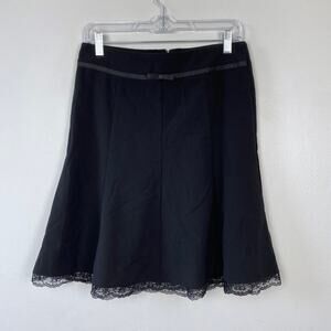 Joe Benbasset Black Mini Skirt Lace Hem Bow Waist Dark Coquette‎ Goth Size 5